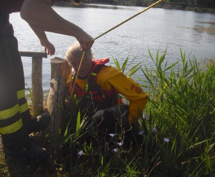 cane intrappolato in un laghetto