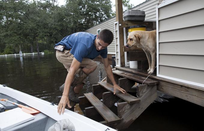 Il cane Lucky salvato da alluvione